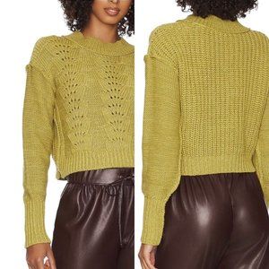 Free People Bell Song Pullover Sweater Untold Gold Green sz Large MSRP $98